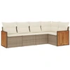 Image de vidaXL Ensemble de salon de jardin 5 pièces avec coussins Beige Poly Rattan