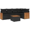 Image de vidaXL Ensemble de salon de jardin 6 pièces avec coussins noir poly rotin