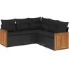 Image de vidaXL Ensemble de salon de jardin 5 pièces avec coussins noir poly rotin