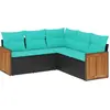 Image de vidaXL Ensemble de 5 canapés de jardin avec coussins, polyrattan noir