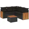 Image de vidaXL Ensemble de salon de jardin 6 pièces avec coussins noir poly rotin