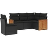 Image de vidaXL Ensemble de salon de jardin 5 pièces avec coussins noir poly rotin