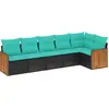 Image de vidaXL Ensemble de 6 canapés de jardin avec coussins, polyrattan noir