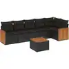Image de vidaXL Ensemble de salon de jardin 7 pièces avec coussins noir poly rotin