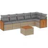 Image de vidaXL Ensemble de salon de jardin 7 pièces avec coussins Beige Poly Rattan