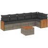 Image de vidaXL Ensemble de salon de jardin 7 pièces avec coussins Gris Poly rotin