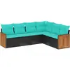 Image de vidaXL Ensemble de 6 canapés de jardin avec coussins, polyrattan noir