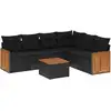 Image de vidaXL Ensemble de salon de jardin 7 pièces avec coussins noir poly rotin