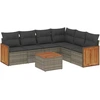 Image de vidaXL Ensemble de salon de jardin 7 pièces avec coussins Gris Poly rotin
