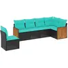 Image de vidaXL Ensemble de 6 canapés de jardin avec coussins, polyrattan noir