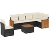 Image de vidaXL Ensemble de salon de jardin 7 pièces avec coussins noir poly rotin
