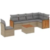 Image de vidaXL Ensemble de salon de jardin 7 pièces avec coussins Beige Poly Rattan