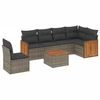 Image de vidaXL Ensemble de salon de jardin 7 pièces avec coussins Gris Poly rotin