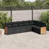 Image de vidaXL Ensemble de salon de jardin 7 pièces avec coussins noir poly rotin