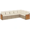 Image de vidaXL Ensemble de salon de jardin 7 pièces avec coussins Beige Poly Rattan