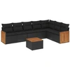 Image de vidaXL Ensemble de jardin canapé 8 pièces avec coussins noir poly rotin