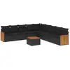 Image de vidaXL Ensemble de 10 canapés de jardin avec coussins noir poly rotin