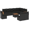 Image de vidaXL Ensemble de salon de jardin 11 pièces avec coussins noir poly rotin