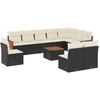 Image de vidaXL Ensemble de salon de jardin 11 pièces avec coussins noir poly rotin