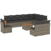 Image de vidaXL Ensemble de salon de jardin 11 pièces avec coussins Gris Poly rotin