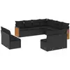 Image de vidaXL Ensemble de salon de jardin 11 pièces avec coussins noir poly rotin