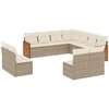 Image de vidaXL Ensemble de salon de jardin 11 pièces avec coussins Beige Poly Rattan
