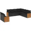Image de vidaXL Ensemble de salon de jardin 9 pièces avec coussins noir poly rotin
