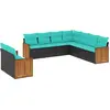Image de vidaXL Ensemble de 9 canapés de jardin avec coussins, polyrattan noir