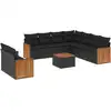 Image de vidaXL Ensemble de 10 canapés de jardin avec coussins noir poly rotin