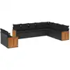 Image de vidaXL Ensemble de 10 canapés de jardin avec coussins noir poly rotin