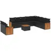 Image de vidaXL Ensemble de salon de jardin 11 pièces avec coussins noir poly rotin