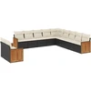 Image de vidaXL Ensemble de salon de jardin 11 pièces avec coussins noir poly rotin
