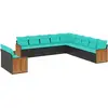 Image de vidaXL Ensemble de 11 canapés de jardin avec coussins, polyrattan noir