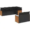 Image de vidaXL Ensemble de salon de jardin 7 pièces avec coussins noir poly rotin