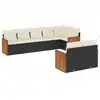 Image de vidaXL Ensemble de jardin canapé 8 pièces avec coussins noir poly rotin