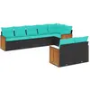 Image de vidaXL Ensemble de 8 canapés de jardin avec coussins, polyrattan noir