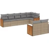 Image de vidaXL Ensemble de jardin canapé 8 pièces avec coussins Beige Poly Rattan