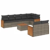 Image de vidaXL Ensemble de salon de jardin 9 pièces avec coussins Gris Poly rotin