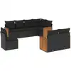 Image de vidaXL Ensemble de jardin canapé 8 pièces avec coussins noir poly rotin