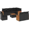 Image de vidaXL Ensemble de salon de jardin 9 pièces avec coussins noir poly rotin