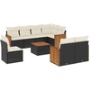 Image de vidaXL Ensemble de salon de jardin 9 pièces avec coussins noir poly rotin