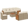 Image de vidaXL Ensemble de salon de jardin 9 pièces avec coussins beige Poly rotin