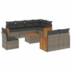 Image de vidaXL Ensemble de salon de jardin 9 pièces avec coussins Gris Poly rotin