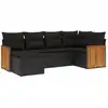 Image de vidaXL Ensemble de salon de jardin 6 pièces avec coussins noir poly rotin