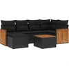 Image de vidaXL Ensemble de salon de jardin 7 pièces avec coussins noir poly rotin