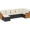 Image de vidaXL Ensemble de salon de jardin 7 pièces avec coussins noir poly rotin
