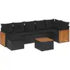 Image de vidaXL Ensemble de jardin canapé 8 pièces avec coussins noir poly rotin