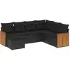 Image de vidaXL Ensemble de salon de jardin 7 pièces avec coussins noir poly rotin