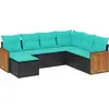 Image de vidaXL Ensemble de 7 canapés de jardin avec coussins, polyrattan noir