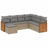 Image de vidaXL Ensemble de salon de jardin 7 pièces avec coussins Beige Poly Rattan